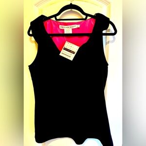 Gretchen Scott top brand new /never worn black with ruffle trim